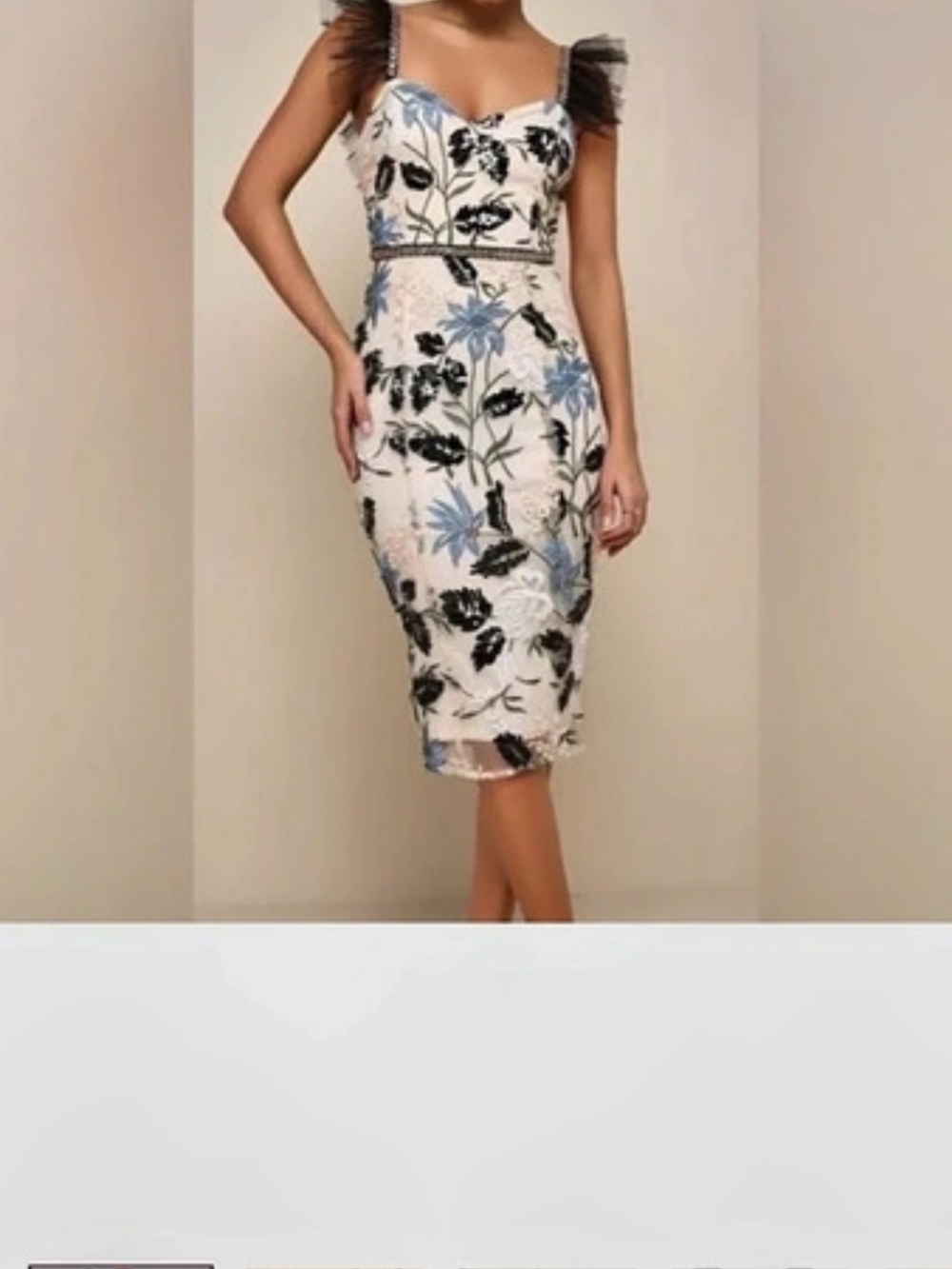 Nwot Medium LULUS Floral Embroidered Show Stoper Dress Midi Dress
